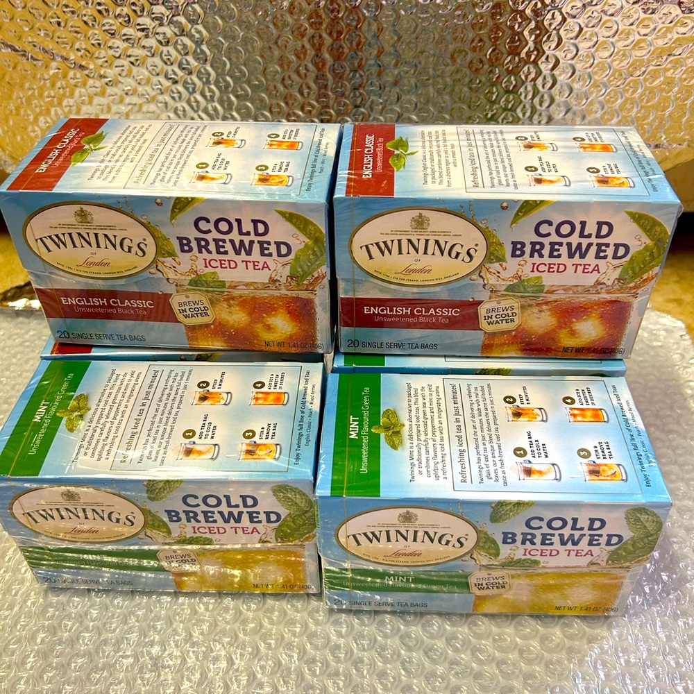 Twinings, Cold Brewed Iced Tea, Unsweetened, English Classic | Mint, 6 pk